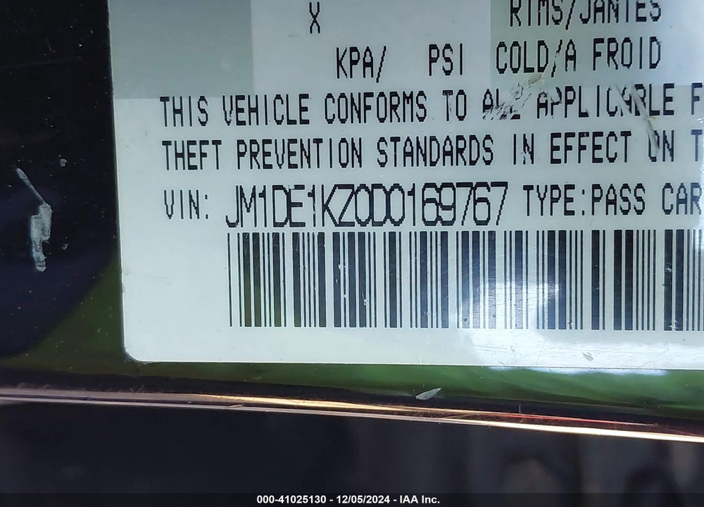 2013 MAZDA 2 SPORT VIN: JM1DE1KZ0D0169767