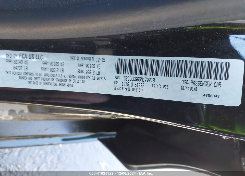 2016 CHRYSLER 200 C VIN: 1C3CCCCG6GN170718