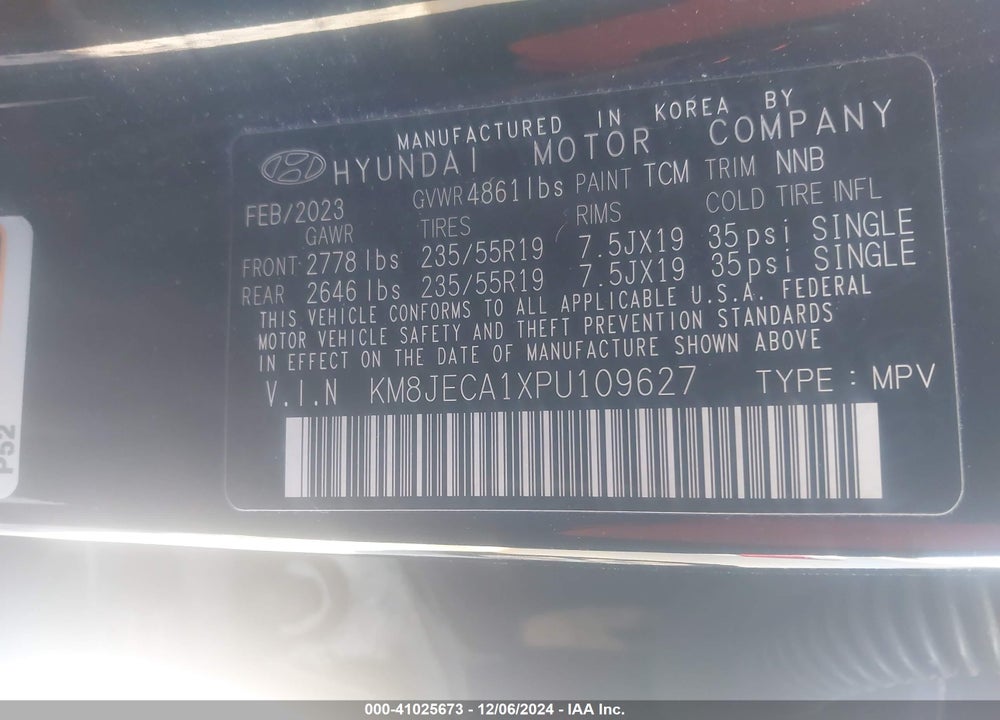 2023 HYUNDAI TUCSON HYBRID LIMITED VIN: KM8JECA1XPU109627
