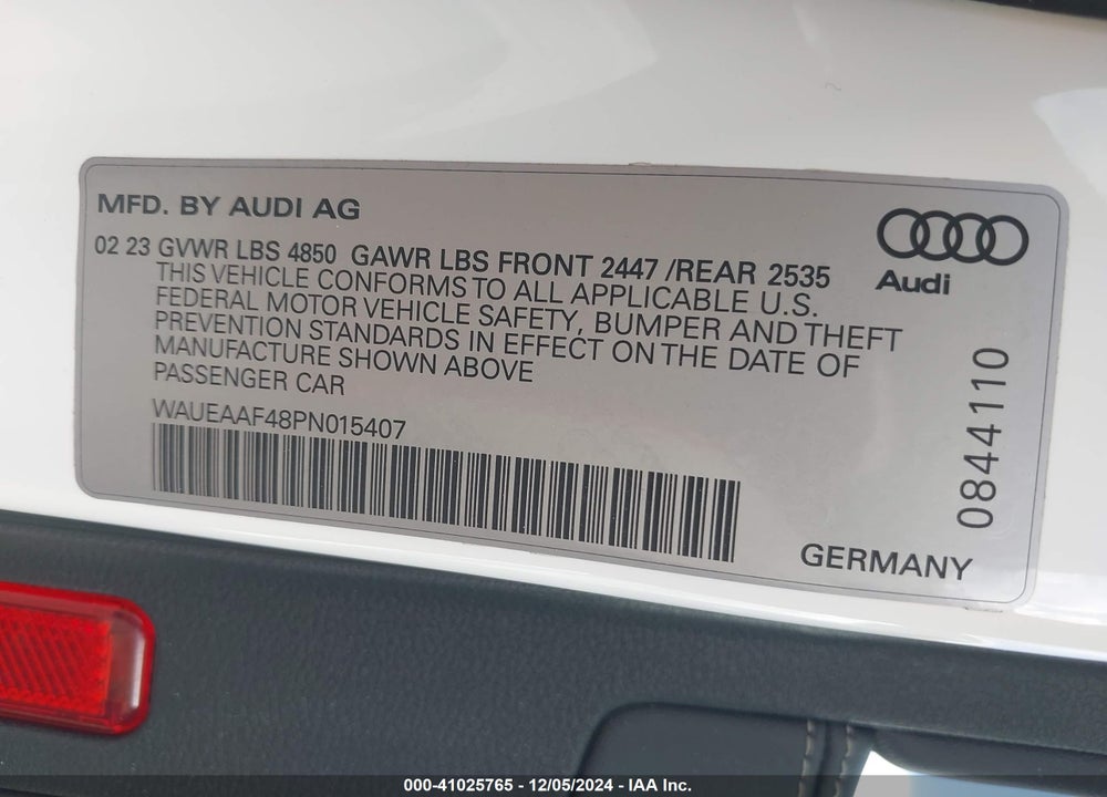 2023 AUDI A4 PREMIUM PLUS 45 TFSI S LINE QUATTRO S TRONIC VIN: WAUEAAF48PN015407