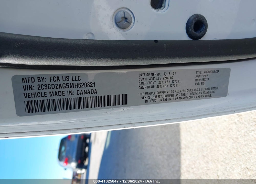 2021 DODGE CHALLENGER SXT VIN: 2C3CDZAG5MH620821