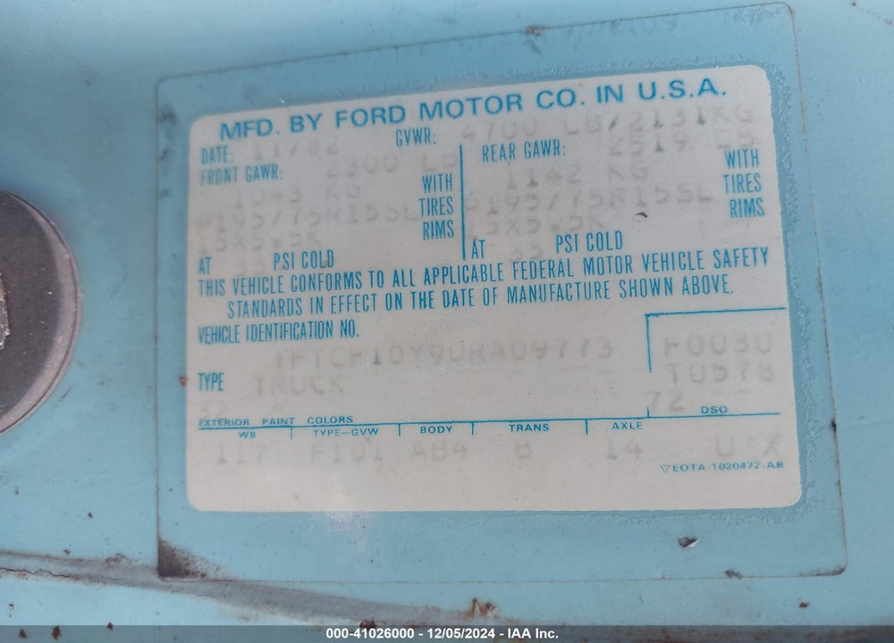 1983 FORD F100 VIN: 1FTCF10Y9DRA09773