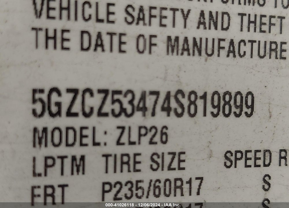 2004 SATURN VUE V6 VIN: 5GZCZ53474S819899