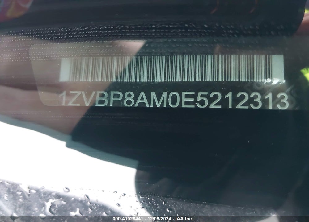 2014 FORD MUSTANG V6 PREMIUM VIN: 1ZVBP8AM0E5212313