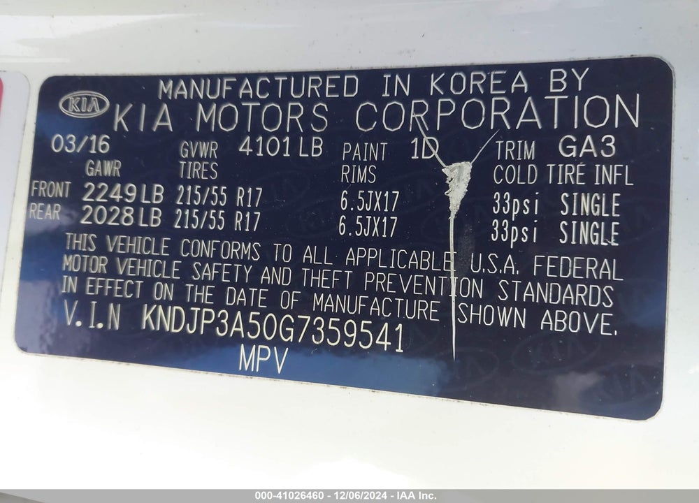 2016 KIA SOUL VIN: KNDJP3A50G7359541