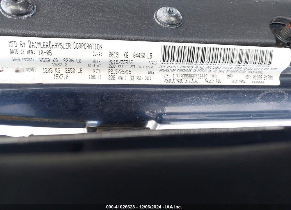 2006 JEEP WRANGLER X VIN: 1J4FA39S86P713445