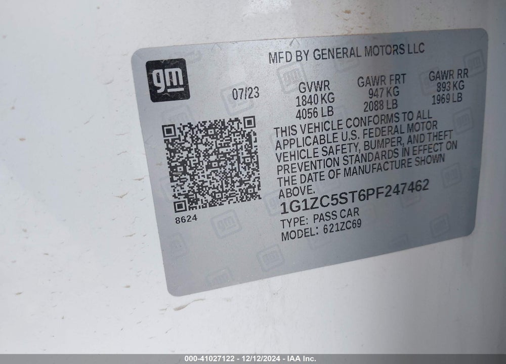 2023 CHEVROLET MALIBU FWD 1FL VIN: 1G1ZC5ST6PF247462