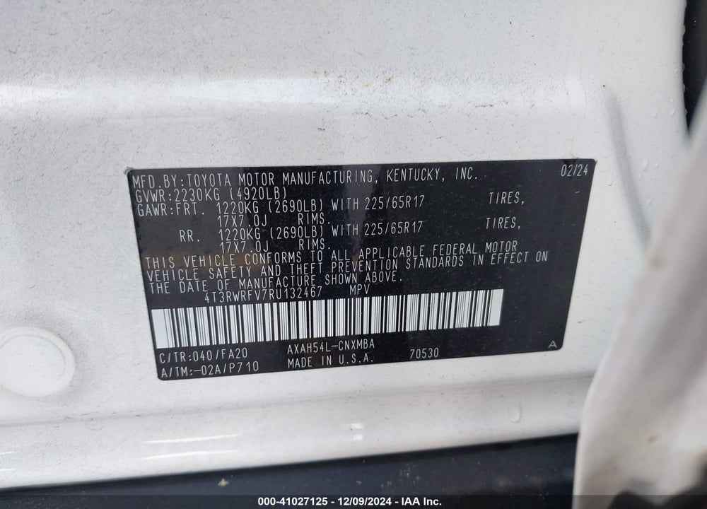 2024 TOYOTA RAV4 HYBRID XLE VIN: 4T3RWRFV7RU132467