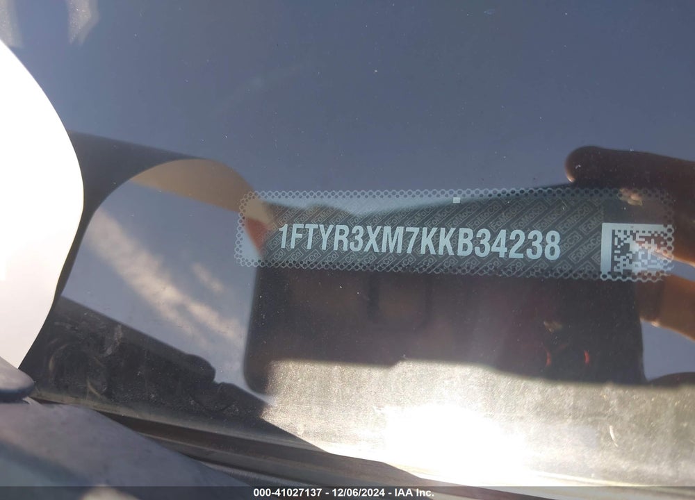 2019 FORD TRANSIT-250 VIN: 1FTYR3XM7KKB34238