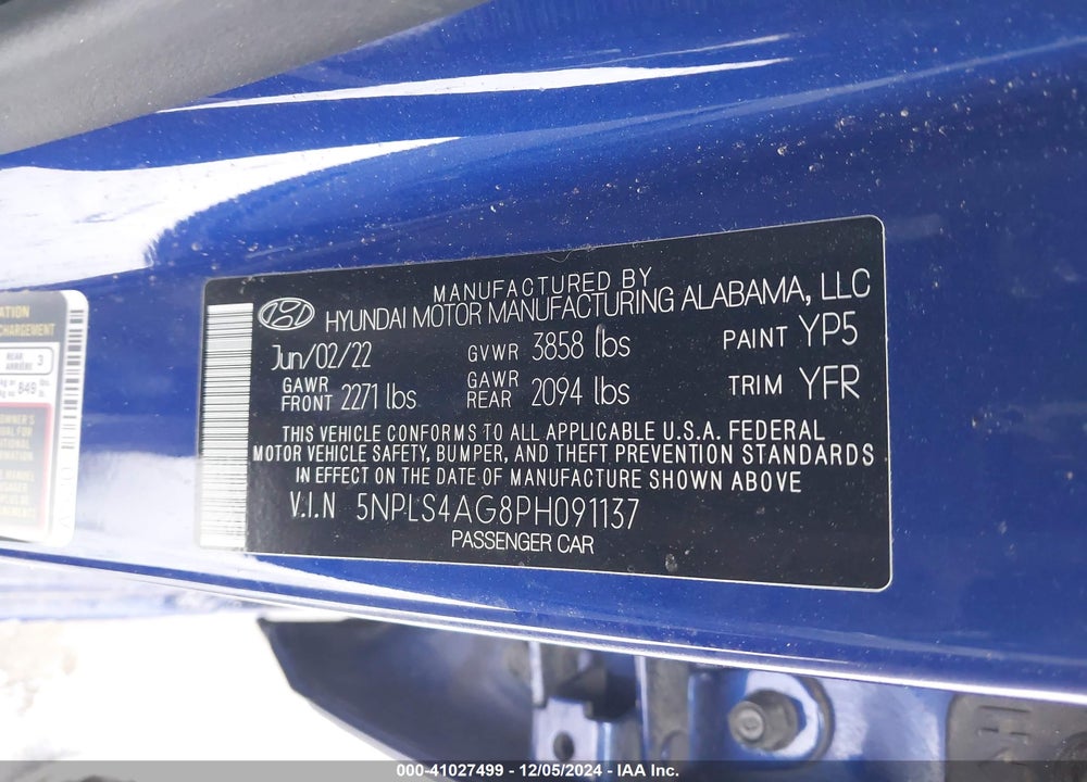 2023 HYUNDAI ELANTRA SEL VIN: 5NPLS4AG8PH091137
