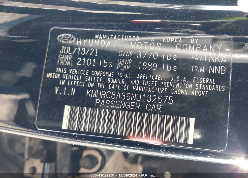 2022 HYUNDAI VENUE SEL VIN: KMHRC8A39NU132675