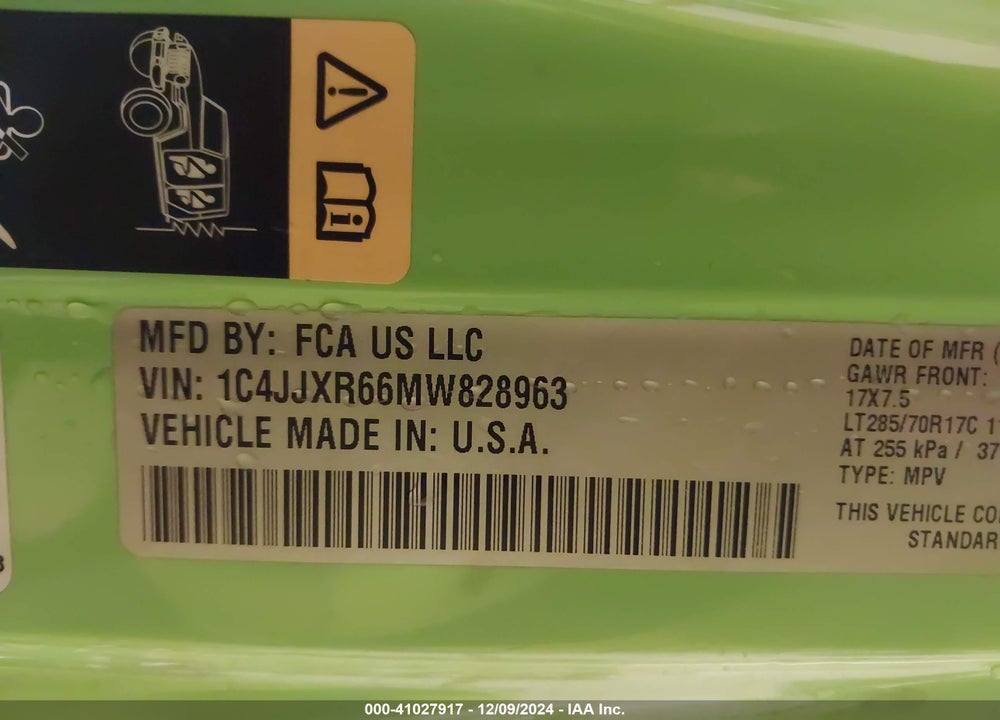 2021 JEEP WRANGLER 4XE UNLIMITED RUBICON 4X4 VIN: 1C4JJXR66MW828963