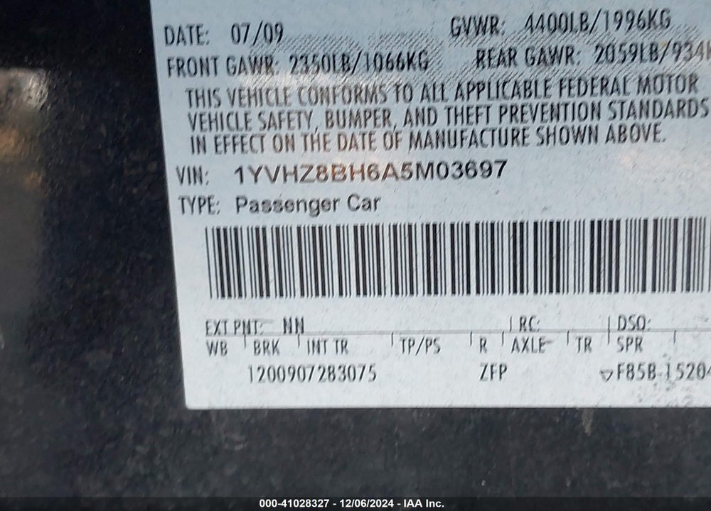 2010 MAZDA 6 I SPORT VIN: 1YVHZ8BH6A5M03697