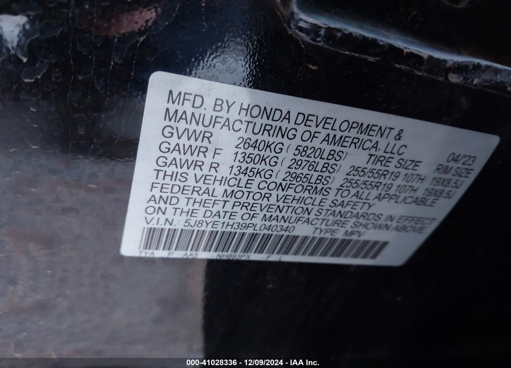 2023 ACURA MDX STANDARD VIN: 5J8YE1H39PL040340