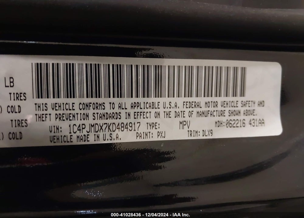2019 JEEP CHEROKEE LIMITED 4X4 VIN: 1C4PJMDX7KD484917
