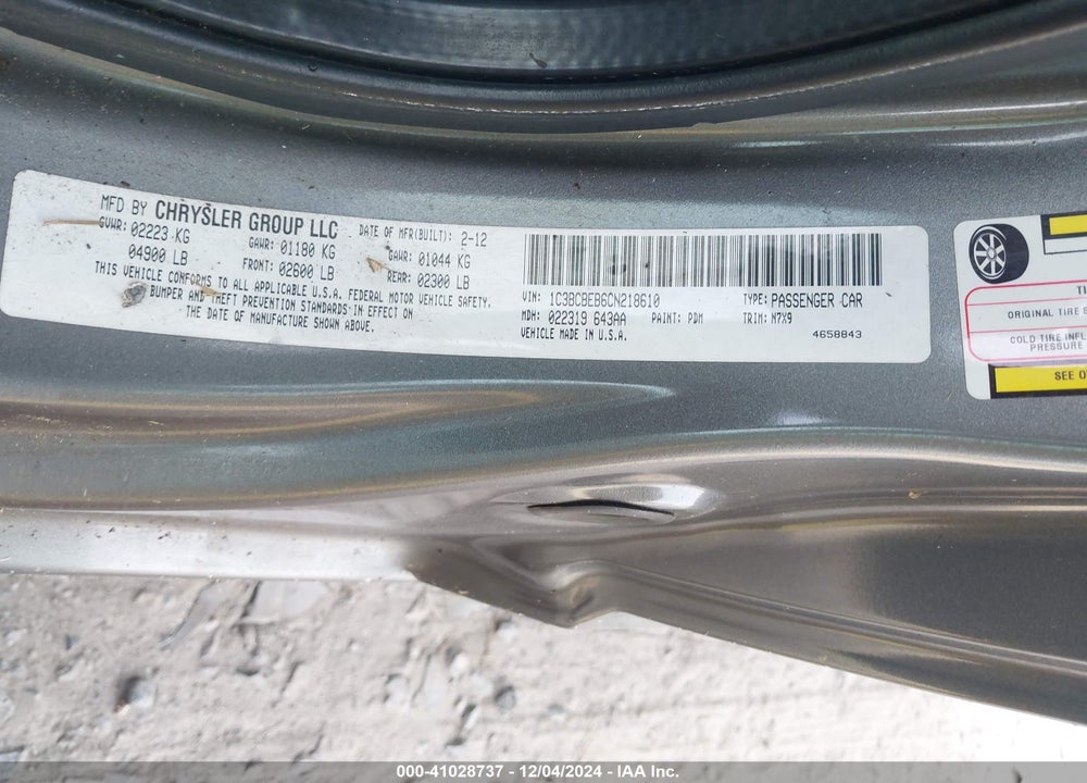 2012 CHRYSLER 200 TOURING VIN: 1C3BCBEB6CN218610