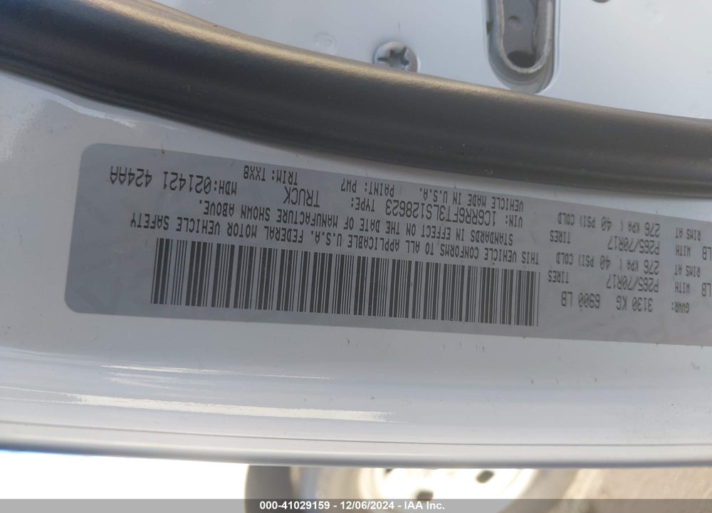 2020 RAM 1500 CLASSIC VIN: 1C6RR6FT3LS128623