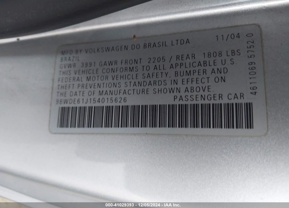 2005 VOLKSWAGEN GTI 1.8T VIN: 9BWDE61J154015626