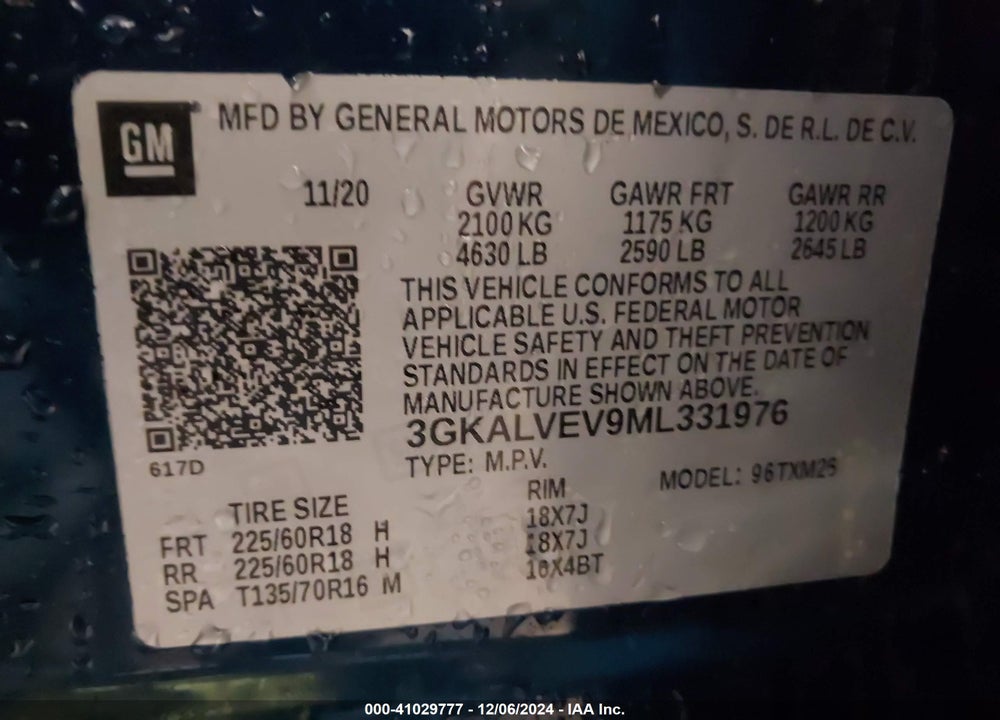 2021 GMC TERRAIN AWD SLT VIN: 3GKALVEV9ML331976