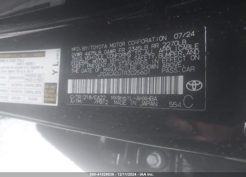 2024 TOYOTA PRIUS PRIME XSE PREMIUM VIN: JTDACACU1R3025601