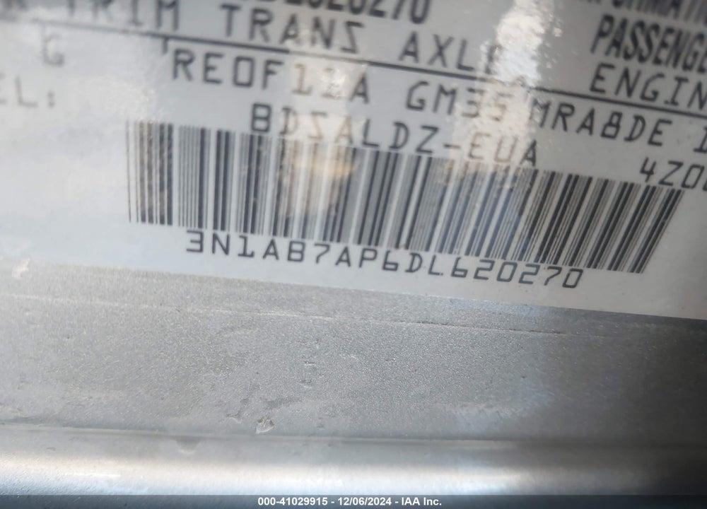 2013 NISSAN SENTRA SV VIN: 3N1AB7AP6DL620270
