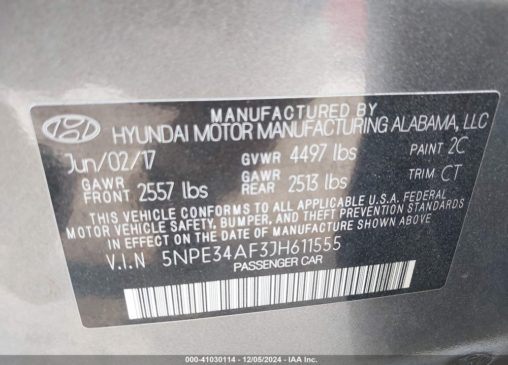 2018 HYUNDAI SONATA LIMITED VIN: 5NPE34AF3JH611555