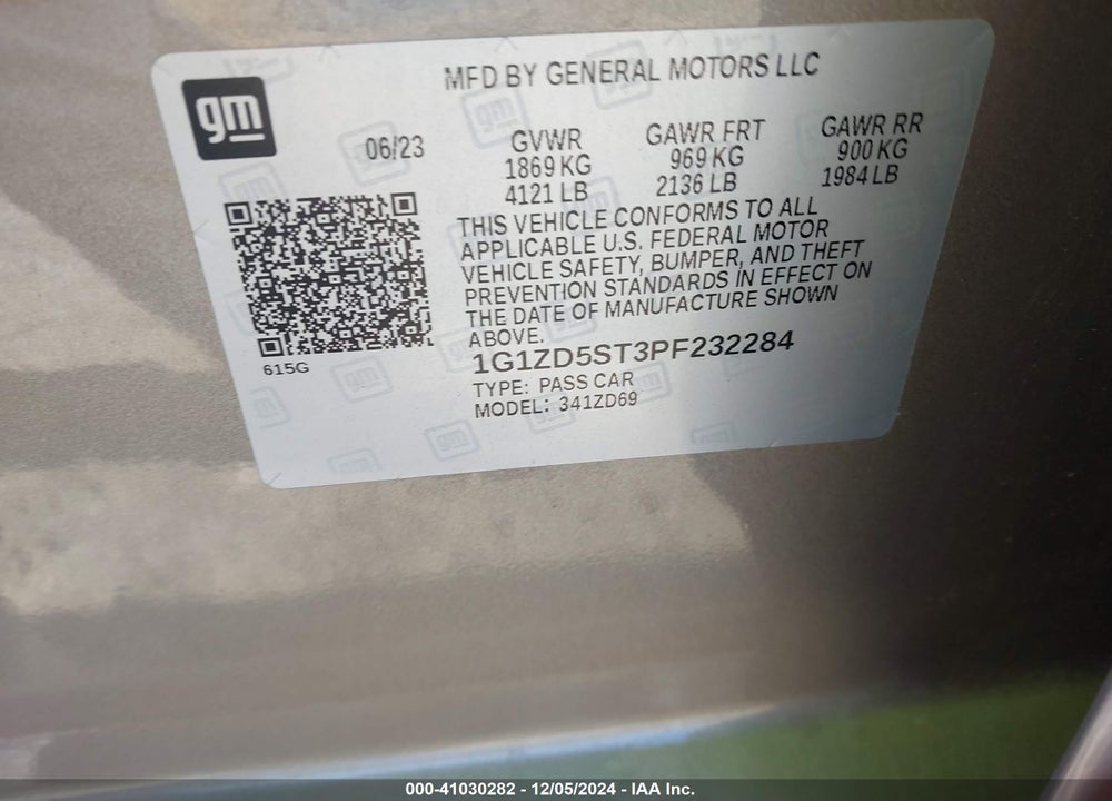 2023 CHEVROLET MALIBU FWD 1LT VIN: 1G1ZD5ST3PF232284