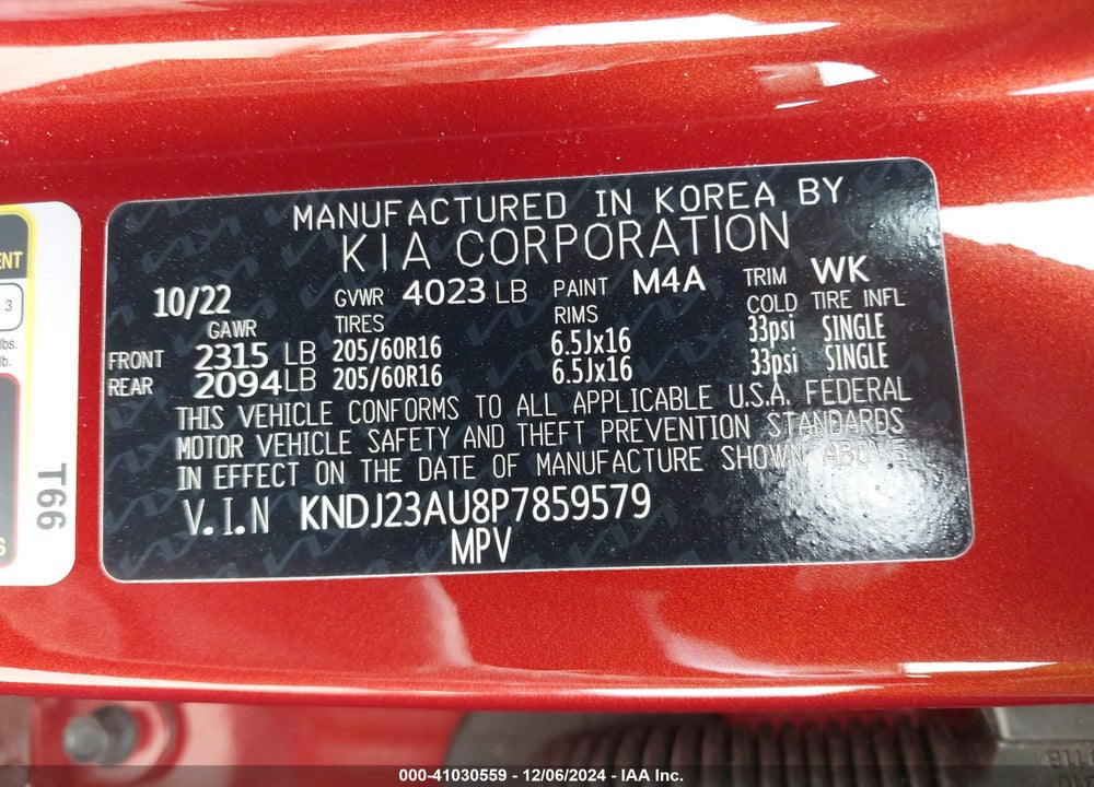 2023 KIA SOUL LX VIN: KNDJ23AU8P7859579