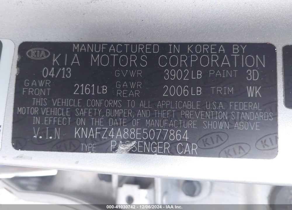 2014 KIA FORTE EX VIN: KNAFZ4A88E5077864