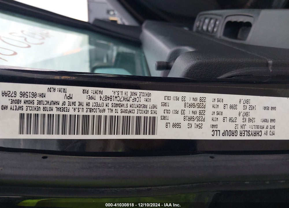 2012 JEEP LIBERTY SPORT VIN: 1C4PJMAK7CW184874
