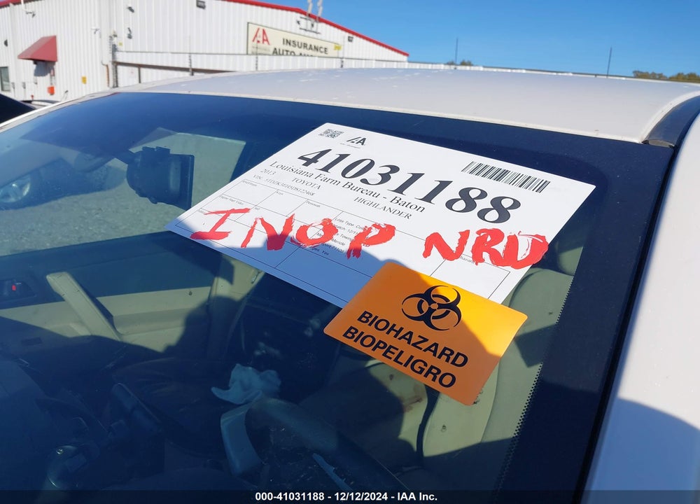 2013 TOYOTA HIGHLANDER BASE V6 VIN: 5TDZK3EH5DS122468