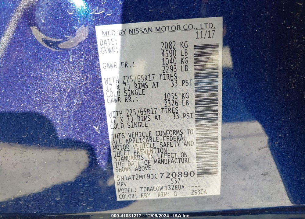 2018 NISSAN ROGUE VIN: 5N1AT2MT9JC720890