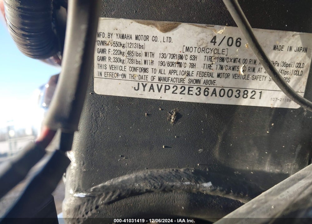 2006 YAMAHA XV1900 CT VIN: JYAVP22E36A003821