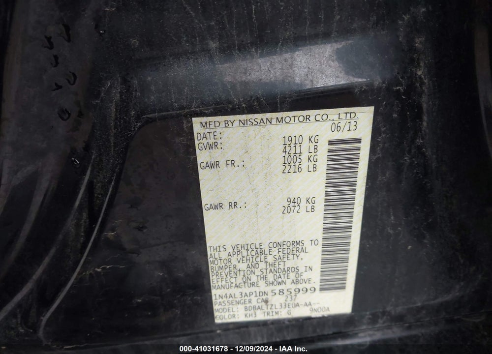 2013 NISSAN ALTIMA 2.5 SV VIN: 1N4AL3AP1DN585999