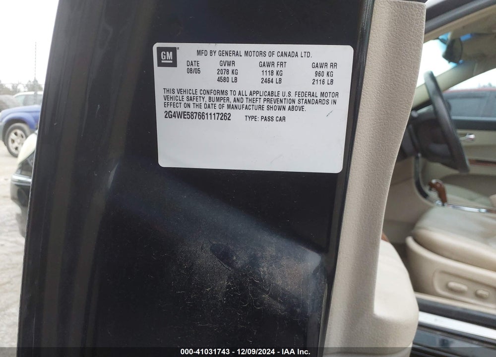 2006 BUICK LACROSSE CXS VIN: 2G4WE587661117262