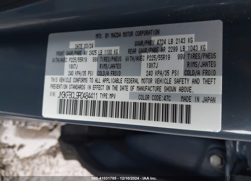 2024 MAZDA CX-5 VIN: JM3KFBCL9R0484411
