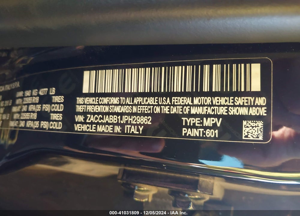 2018 JEEP RENEGADE LATITUDE FWD VIN: ZACCJABB1JPH29862