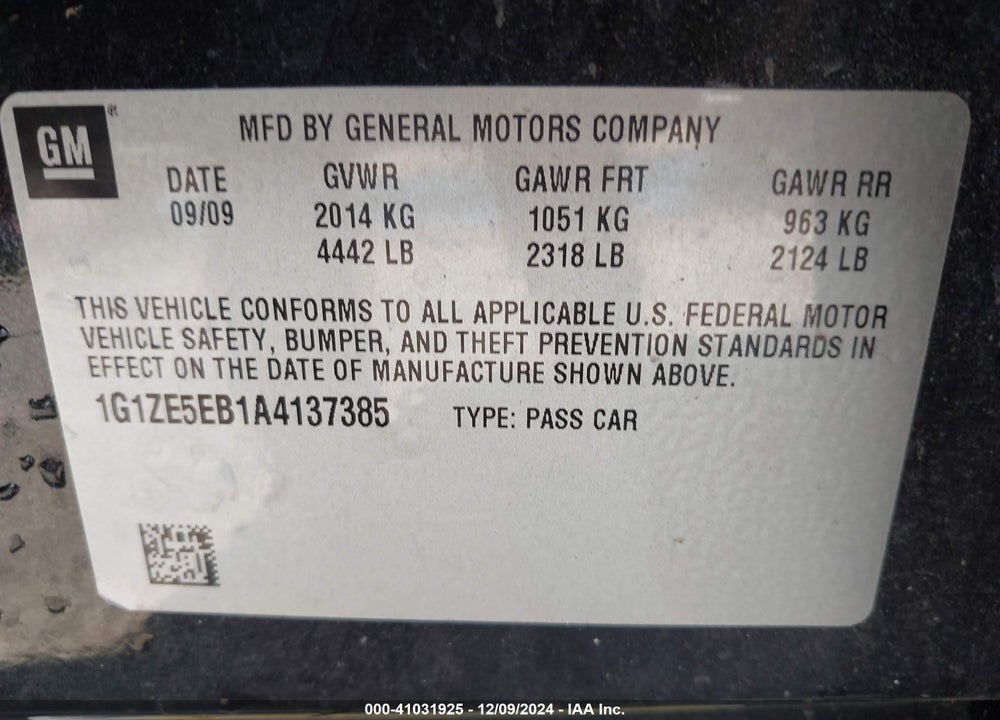 2010 CHEVROLET MALIBU LTZ VIN: 1G1ZE5EB1A4137385