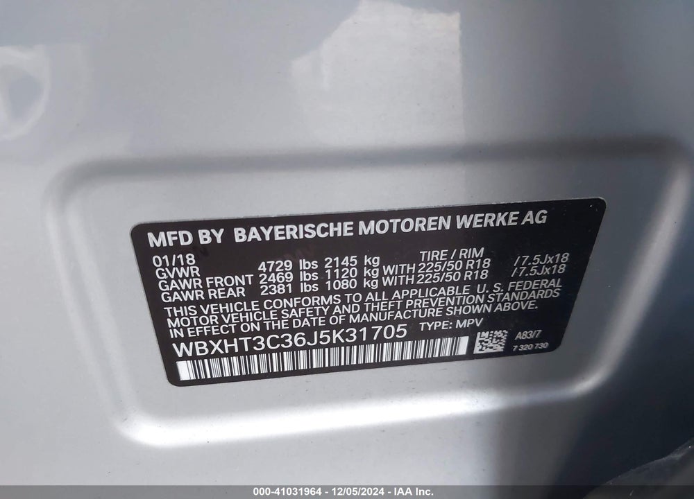 2018 BMW X1 XDRIVE28I VIN: WBXHT3C36J5K31705