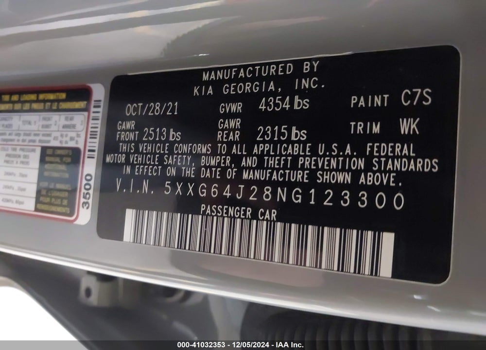 2022 KIA K5 GT LINE VIN: 5XXG64J28NG123300