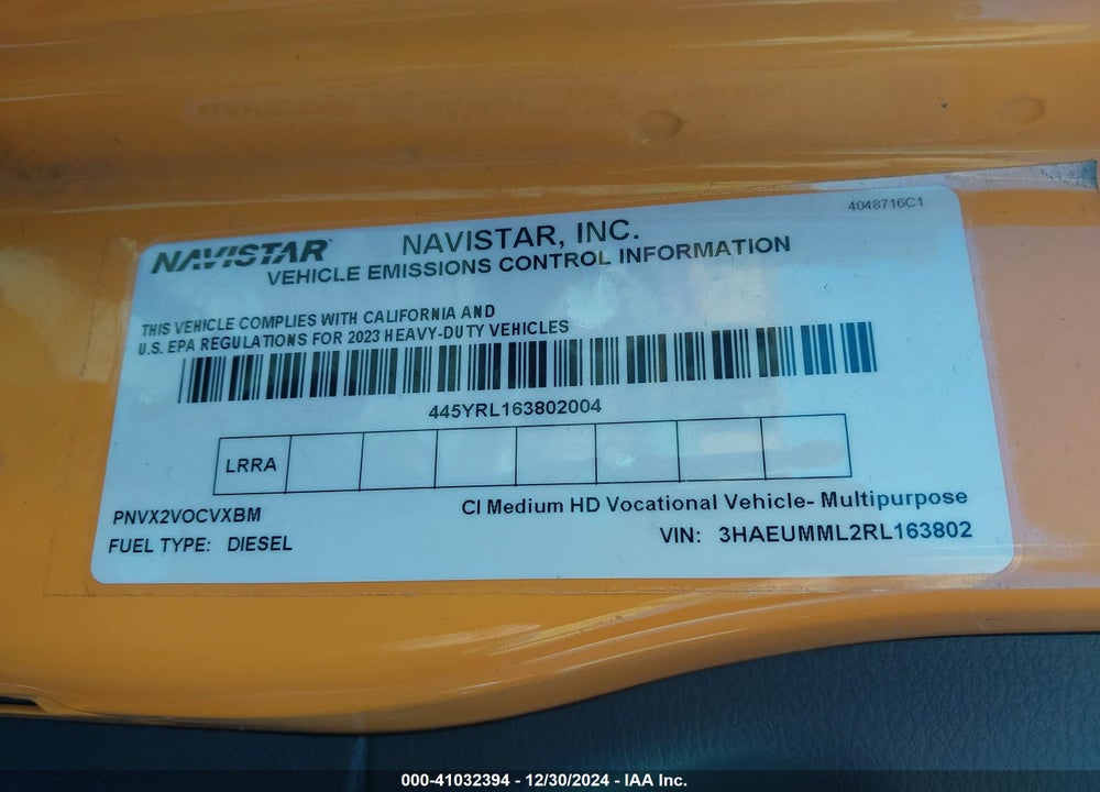 2024 INTERNATIONAL MV VIN: 3HAEUMML2RL163802
