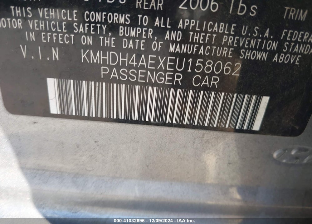 2014 HYUNDAI ELANTRA SE VIN: KMHDH4AEXEU158062