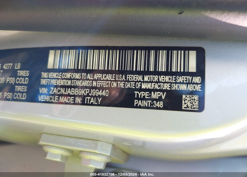2019 JEEP RENEGADE LATITUDE FWD VIN: ZACNJABB9KPJ99440