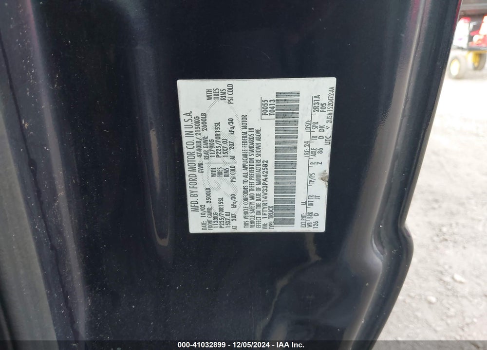 2003 FORD RANGER EDGE/TREMOR/XL/XLT VIN: 1FTYR14V33PA42582