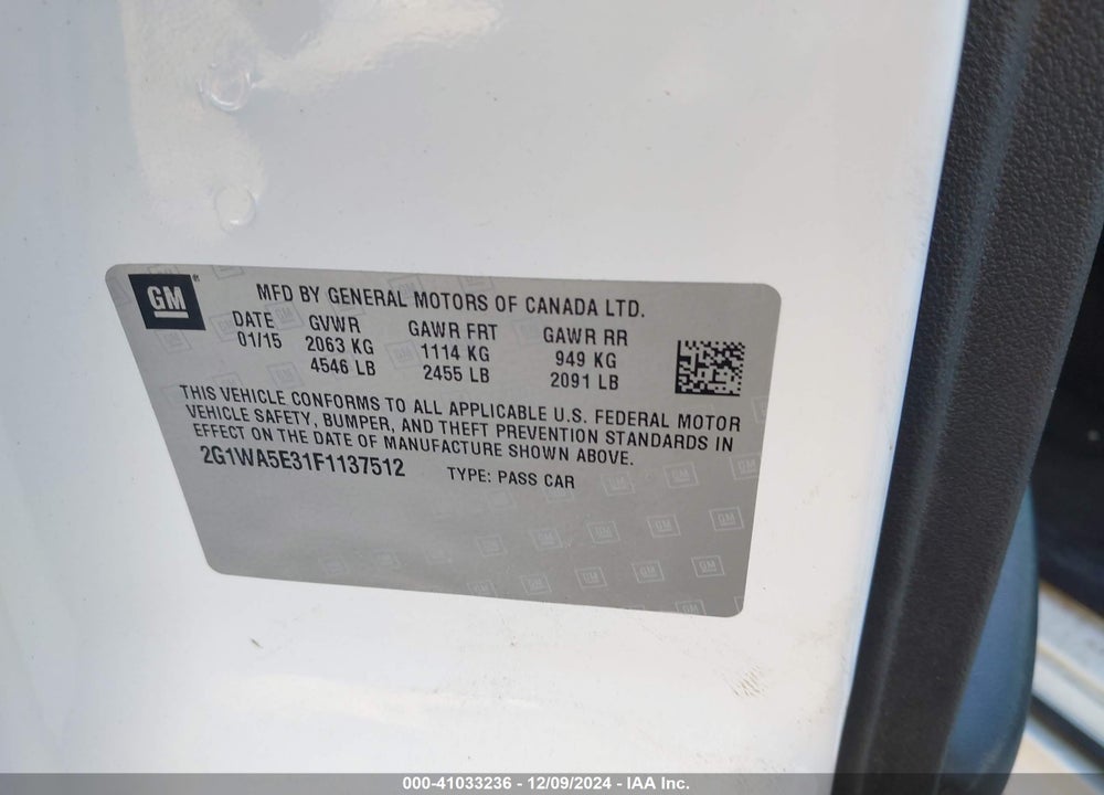 2015 CHEVROLET IMPALA LIMITED VIN: 2G1WA5E31F1137512