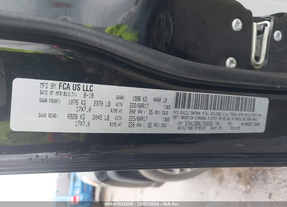 2018 JEEP COMPASS SUN AND WHEEL FWD VIN: 3C4NJCBB0JT503339