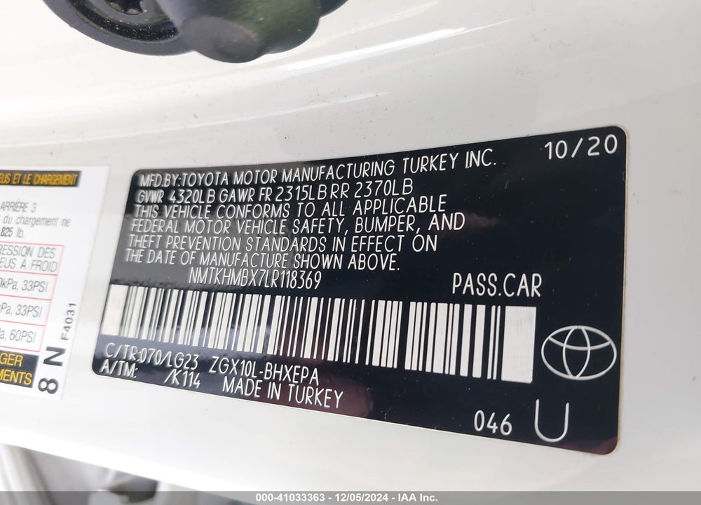 2020 TOYOTA C-HR LIMITED VIN: NMTKHMBX7LR118369