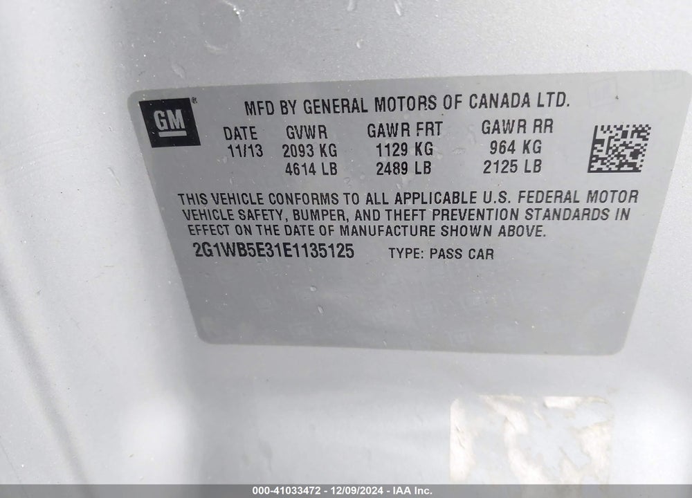 2014 CHEVROLET IMPALA LIMITED LT VIN: 2G1WB5E31E1135125