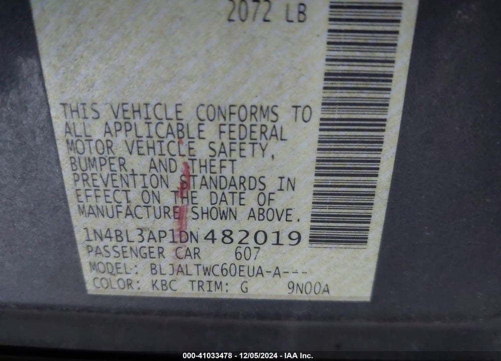 2013 NISSAN ALTIMA 3.5 SV VIN: 1N4BL3AP1DN482019