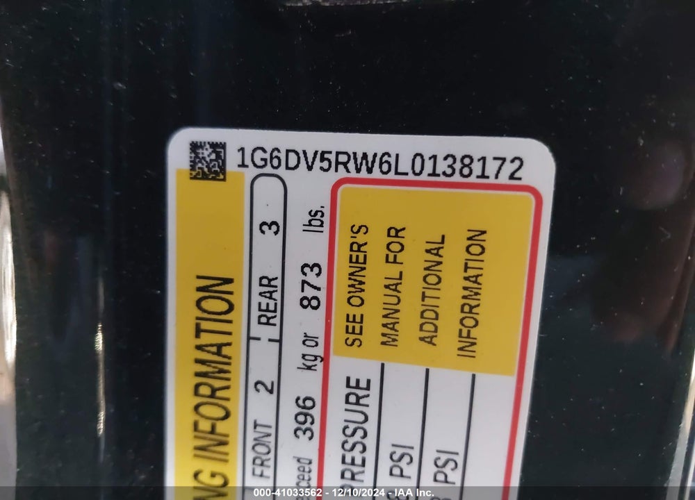 2020 CADILLAC CT5 V-SERIES VIN: 1G6DV5RW6L0138172